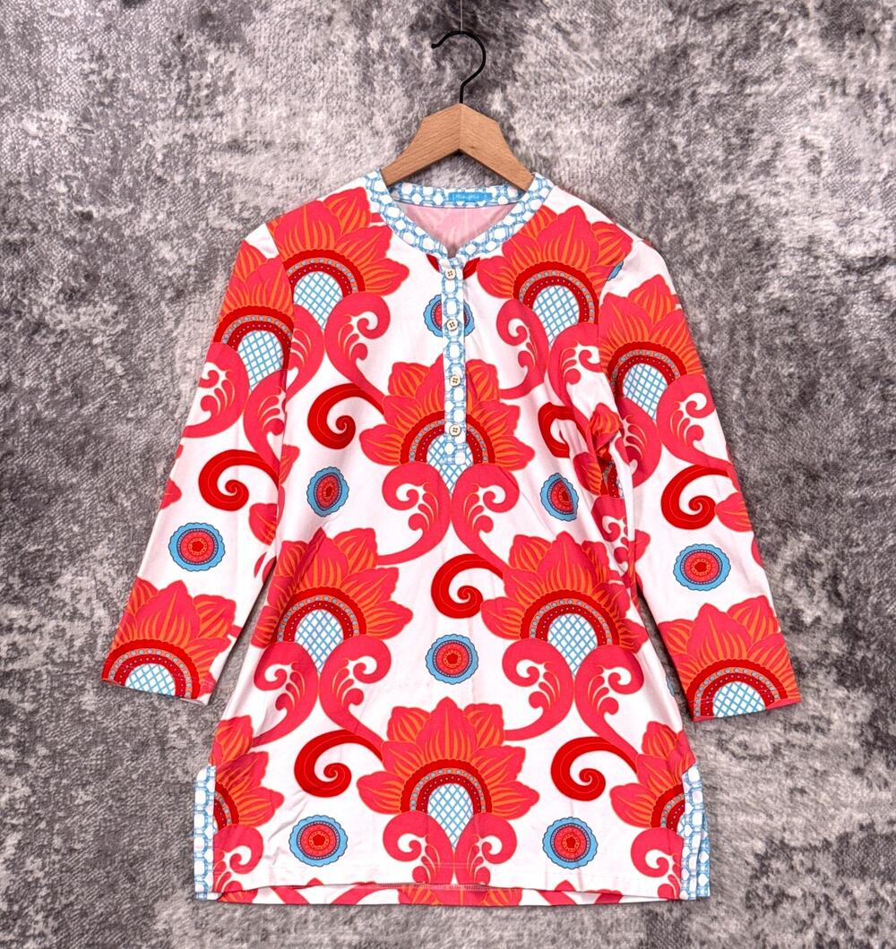 J McLaughlin Top Small Womens Catalina Cloth Pink Printed Tunic